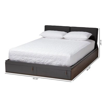 Queen Rikke Two-Tone Wood Platform Storage Bed With Upholstered Headboard Gray - Baxton Studio 5 Queen Rikke Two-Tone Wood Platform Storage Bed With Upholstered Headboard Gray - Baxton Studio - Image 3