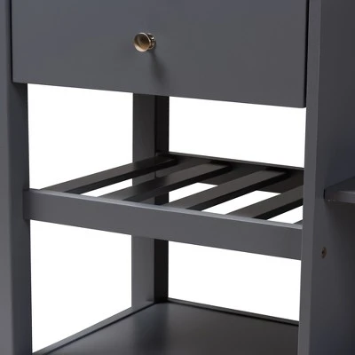 Sunderland Coastal And Farmhouse Natural Wood Kitchen Cart Gray, Light Brown - Baxton Studio 4 Sunderland Coastal And Farmhouse Natural Wood Kitchen Cart Gray, Light Brown - Baxton Studio - Image 2