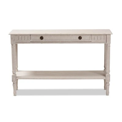 Ariella Whitewashed 1 Drawer Console Table White - Baxton Studio 3 Ariella Whitewashed 1 Drawer Console Table White - Baxton Studio