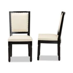 Set Of 2 Louane Faux Leather Upholstered And Wood Dining Chairs Beige/Black - Baxton Studio 12 Set Of 2 Louane Faux Leather Upholstered And Wood Dining Chairs Beige/Black - Baxton Studio -Home Furniture Shop-Baxton Studio GUEST 43c1aa11 f323 4fbf a269 0f5dd8274c46