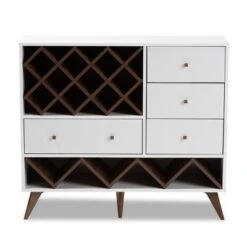 Baxton Studio Savino And Walnut Finished Wood Wine Cabinet White/Brown - BaxtonStudio -Home Furniture Shop-Baxton Studio GUEST 43e35d41 cc63 4b36 9a27 0d2d54dfa14b