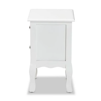 Caelan Wood 2 Drawer Nightstand White - Baxton Studio 8 Caelan Wood 2 Drawer Nightstand White - Baxton Studio - Image 6