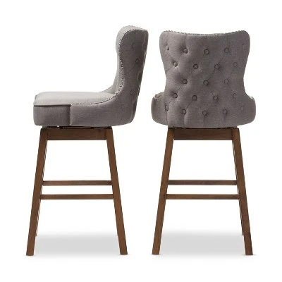 Gradisca Modern And Contemporary Wood Finishing Upholstered Barstools Set Of 2 - Baxton Studio 4 Gradisca Modern And Contemporary Wood Finishing Upholstered Barstools Set Of 2 - Baxton Studio - Image 2