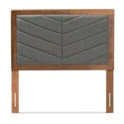 Twin Iden Fabric Upholstered Wood Headboard Dark Gray/Walnut Brown - Baxton Studio