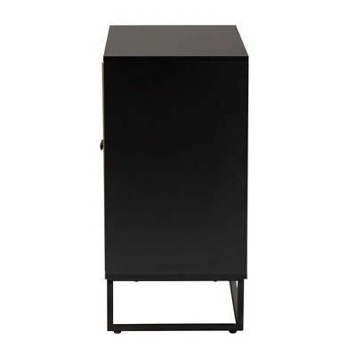Declan Wood And Natural Rattan 2 Door Storage Cabinet Espresso Brown/Black - Baxton Studio 6 Declan Wood And Natural Rattan 2 Door Storage Cabinet Espresso Brown/Black - Baxton Studio - Image 4