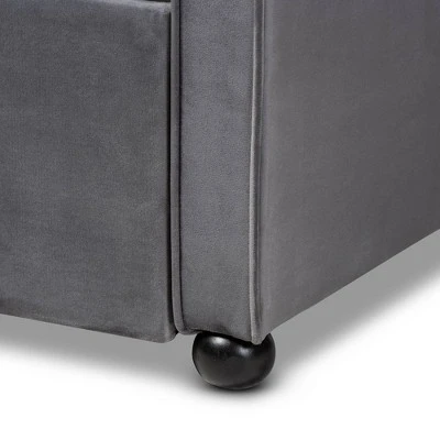 Freda Velvet Fabric Upholstered Button Tufted Daybed With Trundle - Baxton Studio 8 Freda Velvet Fabric Upholstered Button Tufted Daybed With Trundle - Baxton Studio - Image 6