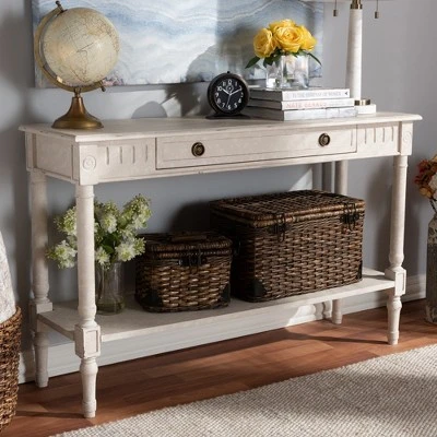 Ariella Whitewashed 1 Drawer Console Table White - Baxton Studio 9 Ariella Whitewashed 1 Drawer Console Table White - Baxton Studio - Image 7