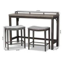 3pc Noll Upholstered Metal Counter Height Dining Set Gray - Baxton Studio -Home Furniture Shop-Baxton Studio GUEST 46ddfea0 0991 4421 a242 d91eeb69269f