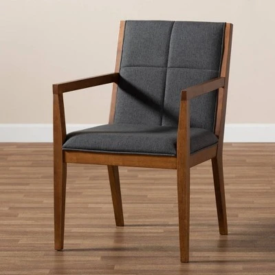 Set Of 2 Theresa Fabric Upholstered Wood Living Room Accent Chair - Baxton Studio 9 Set Of 2 Theresa Fabric Upholstered Wood Living Room Accent Chair - Baxton Studio - Image 7