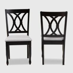 2pc Reneau Upholstered Wood Dining Chair Set - Baxton Studio