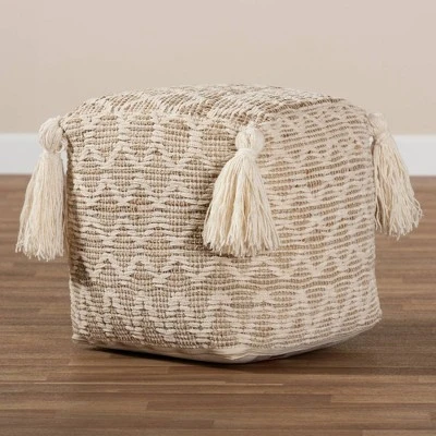 Noland Handwoven Moroccan Inspired Pouf Ottoman Natural/Ivory - Baxton Studio 5 Noland Handwoven Moroccan Inspired Pouf Ottoman Natural/Ivory - Baxton Studio - Image 3