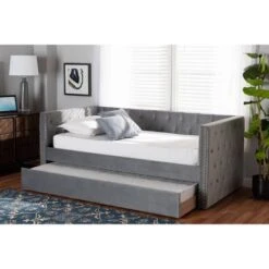Larkin Velvet Fabric Upholstered Daybed With Trundle - Baxton Studio 17 Larkin Velvet Fabric Upholstered Daybed With Trundle - Baxton Studio -Home Furniture Shop-Baxton Studio GUEST 48cf380c 88a8 460d 89ed d88506ed5779