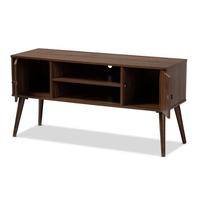 Alard 2 Door Wood TV Stand For TVs Up To 50" Walnut - Baxton Studio 3 Alard 2 Door Wood TV Stand For TVs Up To 50" Walnut - Baxton Studio