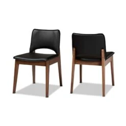 2pc Afton Faux Leather Upholstered And Wood Dining Chair Set - Baxton Studio -Home Furniture Shop-Baxton Studio GUEST 498f2c98 2152 4cfa a671 5a5b5093a992