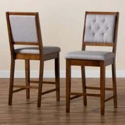 2pc Gideon Fabric Upholstered And Wood Counter Height Barstool Set - Baxton Studio -Home Furniture Shop-Baxton Studio GUEST 49fb52f3 4bdb 4512 ae5d 1760301a1285