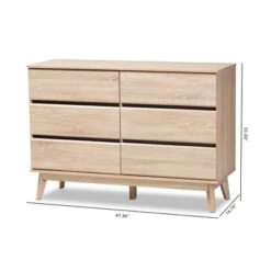 Mirren Light Oak 6 Drawer Dresser Brown, Dark Gray - Baxton Studio -Home Furniture Shop-Baxton Studio GUEST 4a1a200f f355 47a2 baf5 14a6df0aa822