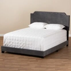 Darcy Velvet Upholstered Bed - Baxton Studio -Home Furniture Shop-Baxton Studio GUEST 4a50c9a7 1e2d 47a4 ab69 8e8ff4548c8a