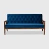 Sorrento Velvet Upholstered Wooden 3 Seater Sofa Navy Blue/Brown - Baxton Studio -Home Furniture Shop-Baxton Studio GUEST 4a6dfaf9 94e8 43b0 875f c5b855c652f8