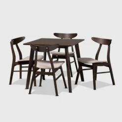 5pc Britte Fabric Upholstered Wood Dining Set - Baxton Studio -Home Furniture Shop-Baxton Studio GUEST 4bd3d41f df6e 43cc a1fe 3ee1c4cc772b
