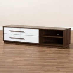 Mette Walnut Finished Wood TV Stand For TVs Up To 63" White - Baxton Studio -Home Furniture Shop-Baxton Studio GUEST 4c18b981 acac 47d3 b4f7 a71418202230