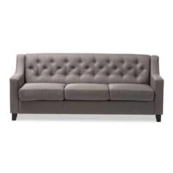 Arcadia Modern And Contemporary Fabric Upholstered Button Tufted Living Room 3 Seater Sofa - Baxton Studio
