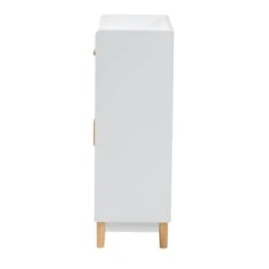 Russell Two-Tone Wood 2 Door Sideboard White/Oak Brown - Baxton Studio -Home Furniture Shop-Baxton Studio GUEST 4cb6c081 1d36 4a15 83a8 60a15a666f75