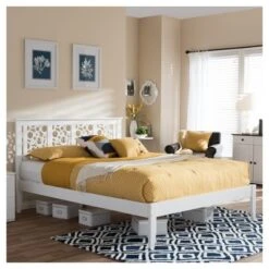 Celine Modern And Contemporary Geometric Pattern Solid Wood Platform Bed - Full - Baxton Studio -Home Furniture Shop-Baxton Studio GUEST 4d7244de 037c 4713 aff7 18544e56fbba
