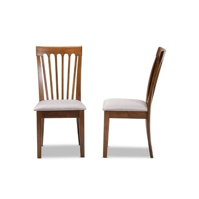 Set Of 2 Minette Fabric Upholstered Wood Dining Chairs Gray/Walnut - Baxton Studio 4 Set Of 2 Minette Fabric Upholstered Wood Dining Chairs Gray/Walnut - Baxton Studio - Image 2