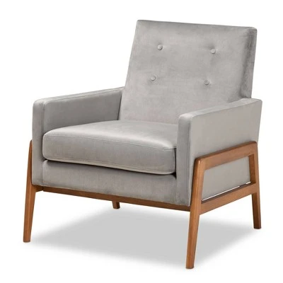 Perris Mid-Century Modern Velvet Fabric Upholstered Wood Lounge Chair - Baxton Studio 11 Perris Mid-Century Modern Velvet Fabric Upholstered Wood Lounge Chair - Baxton Studio - Image 9