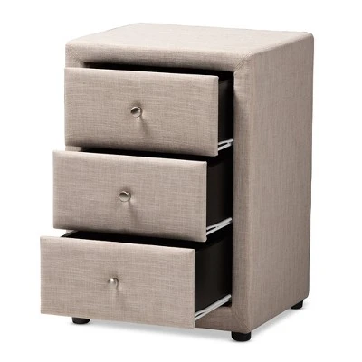 Tessa 3 Drawer Nightstand - Baxton Studio 10 Tessa 3 Drawer Nightstand - Baxton Studio - Image 8