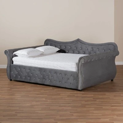 Abbie Velvet Fabric Upholstered Crystal Tufted Daybed - Baxton Studio 9 Abbie Velvet Fabric Upholstered Crystal Tufted Daybed - Baxton Studio - Image 7
