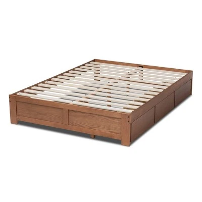 Wren 3 Drawer Storage Bed Frame Walnut - Baxton Studio 5 Wren 3 Drawer Storage Bed Frame Walnut - Baxton Studio - Image 3