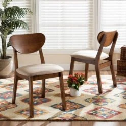 2pc Damara Fabric Upholstered And Wood Dining Chair Set - Baxton Studio -Home Furniture Shop-Baxton Studio GUEST 4fbb20fa b9aa 4967 9114 b7115d0eb76d