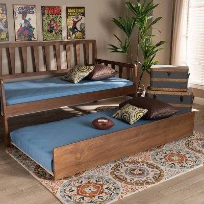 Twin Midori Wood Trundle Bed Walnut - Baxton Studio 5 Twin Midori Wood Trundle Bed Walnut - Baxton Studio - Image 3