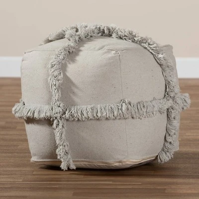 Alfro Handwoven Cotton Fringe Pouf Ottoman - Baxton Studio 5 Alfro Handwoven Cotton Fringe Pouf Ottoman - Baxton Studio - Image 3
