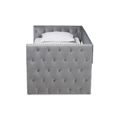 Larkin Velvet Fabric Upholstered Daybed With Trundle - Baxton Studio 4 Larkin Velvet Fabric Upholstered Daybed With Trundle - Baxton Studio - Image 2