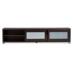 Gerhardine Wood Cabinet With 2 Sliding Doors And Drawer TV Stand For TVs Up To 85" Dark Brown - Baxton Studio