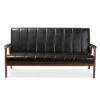 Nikko Mid-Century Modern Scandinavian Style Faux Leather Wooden 3 Seater Sofa - Baxton Studio -Home Furniture Shop-Baxton Studio GUEST 5246336b 8a37 4b7b 95ac 6cfe37c36605