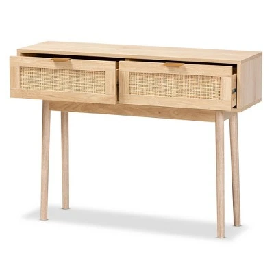 Baird Wood And Rattan 2 Drawer Console Table Brown - Baxton Studio 3 Baird Wood And Rattan 2 Drawer Console Table Brown - Baxton Studio