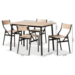 5pc Carmen Wood And Metal Dining Set Oak Brown/Dark Brown - Baxton Studio 21 5pc Carmen Wood And Metal Dining Set Oak Brown/Dark Brown - Baxton Studio -Home Furniture Shop-Baxton Studio GUEST 5264ad88 f96b 45d4 ad31 f084d83084c3