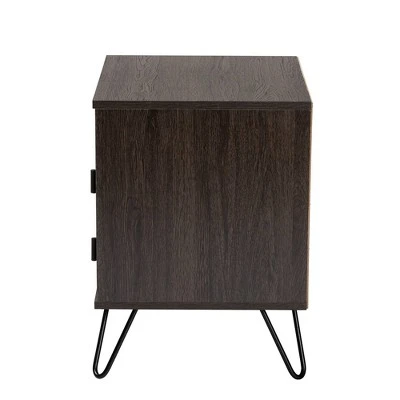 Glover Wood And Metal 2 Drawer Nightstand Brown/Gold - Baxton Studio 6 Glover Wood And Metal 2 Drawer Nightstand Brown/Gold - Baxton Studio - Image 4