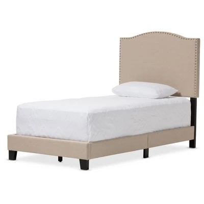 Twin Benjamin Modern And Contemporary Linen Upholstered Arched Platform Bed With Nailhead - Baxton Studio 7 Twin Benjamin Modern And Contemporary Linen Upholstered Arched Platform Bed With Nailhead - Baxton Studio - Image 5