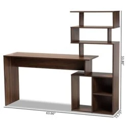 Foster Wood Storage Desk With Shelves Walnut/Brown - Baxton Studio -Home Furniture Shop-Baxton Studio GUEST 53fc6c6a 7ecd 40b5 bea9 d30a607ba8eb