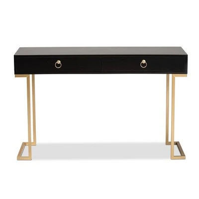Beagan Wood And Metal 2 Drawer Console Table Black/Gold - Baxton Studio 5 Beagan Wood And Metal 2 Drawer Console Table Black/Gold - Baxton Studio - Image 3