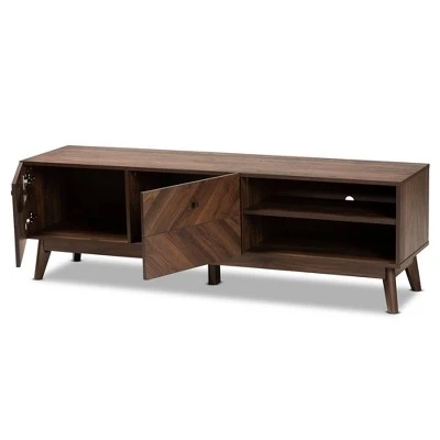 Hartman Wood TV Stand For TVs Up To 60" Walnut Brown - Baxton Studio 3 Hartman Wood TV Stand For TVs Up To 60" Walnut Brown - Baxton Studio
