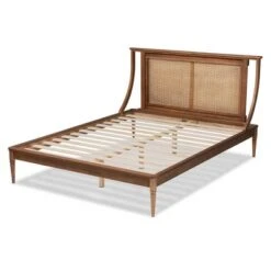 Jamila Wood And Synthetic Rattan Platform Bed Walnut Brown - Baxton Studio -Home Furniture Shop-Baxton Studio GUEST 544ab8d4 f514 4bef 93cd 9647552e304e