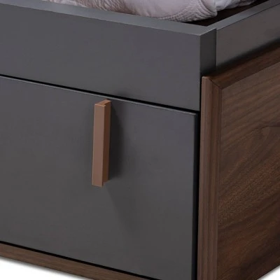 Queen Rikke Two-Tone Wood Platform Storage Bed With Upholstered Headboard Gray - Baxton Studio 3 Queen Rikke Two-Tone Wood Platform Storage Bed With Upholstered Headboard Gray - Baxton Studio