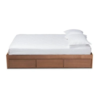 Wren 3 Drawer Storage Bed Frame Walnut - Baxton Studio 4 Wren 3 Drawer Storage Bed Frame Walnut - Baxton Studio - Image 2