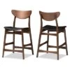 24" Latina Mid - Century Modern Faux Leather Upholstered Wood Finishing Counter Height Barstool Black - Baxton Studio -Home Furniture Shop-Baxton Studio GUEST 55668c32 c176 4c65 b235 29ecc3ffba98