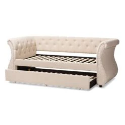 Twin Cherine Classic And Contemporary Fabric Upholstered Daybed With Trundle Beige - Baxton Studio -Home Furniture Shop-Baxton Studio GUEST 55668dff c821 48dc bb30 8929a7210fc0